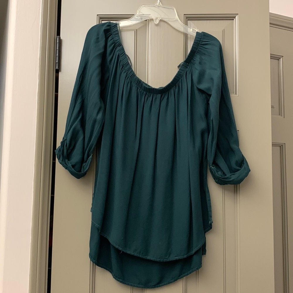 Dark green off-shoulder top
